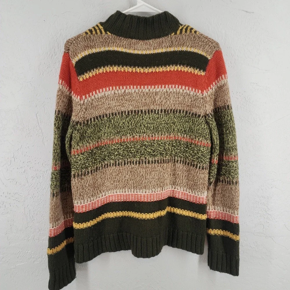 Christopher & Banks Green Striped Wool Blend Full Cardigan Sweater Grandmacore